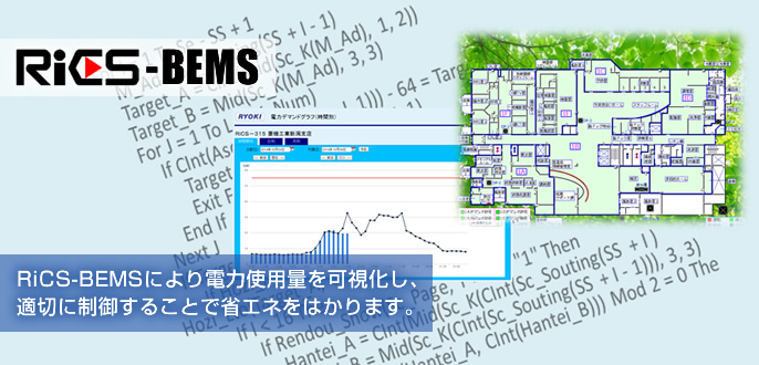 RiCS-BEMSにより電力使用量を可視化し、適切に制御することで省エネをはかります。